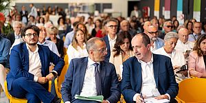 Il sindaco Matteo Ricci e il vicesindaco assessore alla Bellezza Daniele Vimini agli Stati Generali del Turismo 2024 di Pesaro
