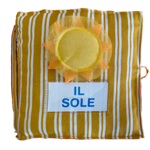 Immagine copertina libro tattile in tessuto"il sole"