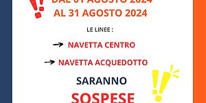 Locandina con date sospensione navette Centro e Acquedotto