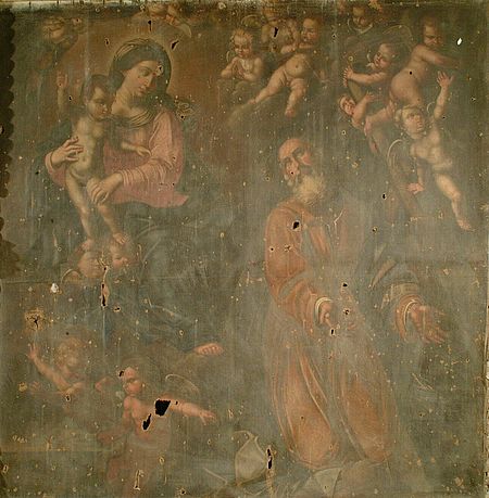 'La Madonna col Bambino San Giuseppe e teoria di putti' di pittore marchigiano 