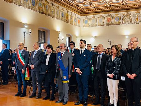il sindaco di Pesaro Matteo Ricci durante la cerimonia del Giorno della Memoria