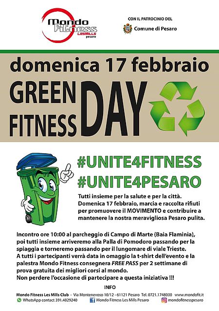 green fitness day, domenica 17 febbraio, camminata e raccolta rifiuti