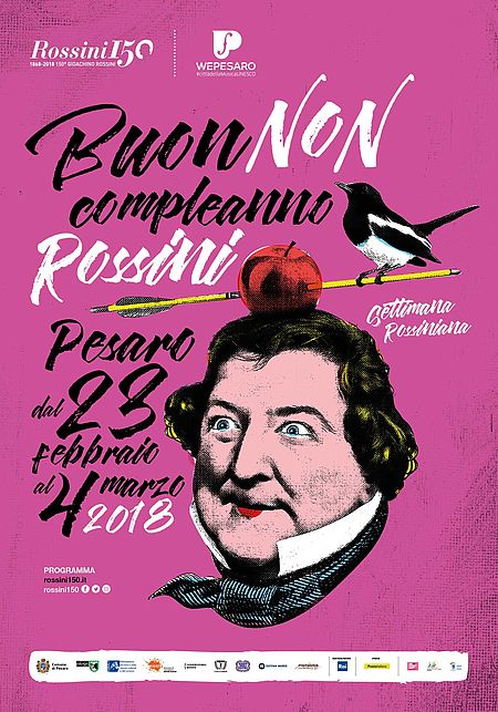 manifesto con caricatura Rossini