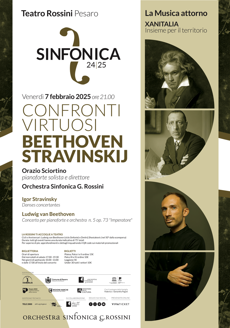 Locandina Confronti virtuosi: Orazio Sciortino tra Beethoven e Stravinskij